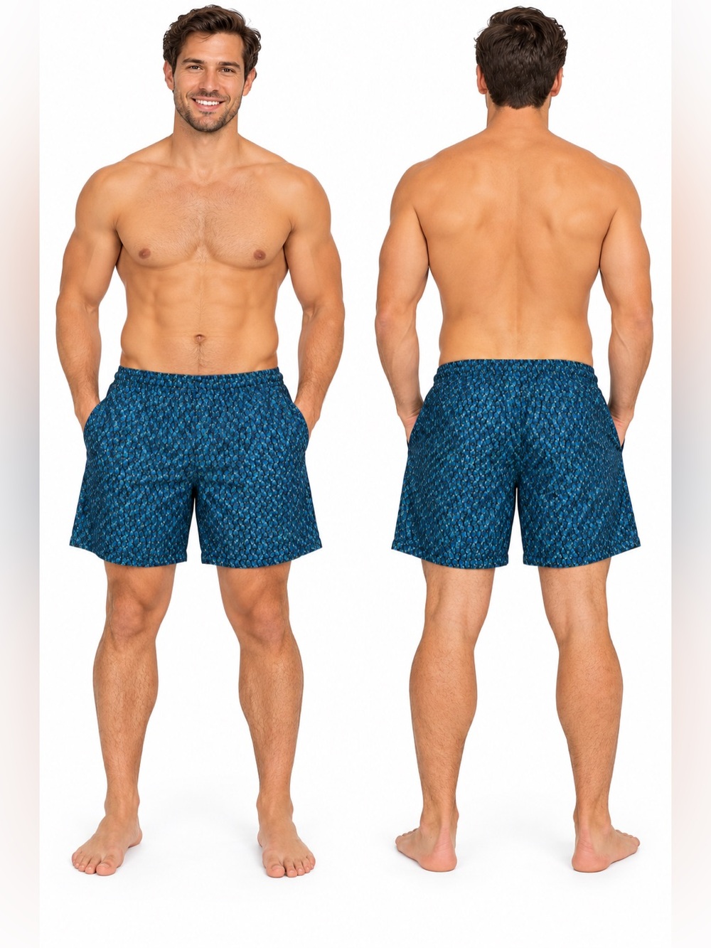 PRO Spirit Swim Short Medium Blue Green And Black Nylon skuJ